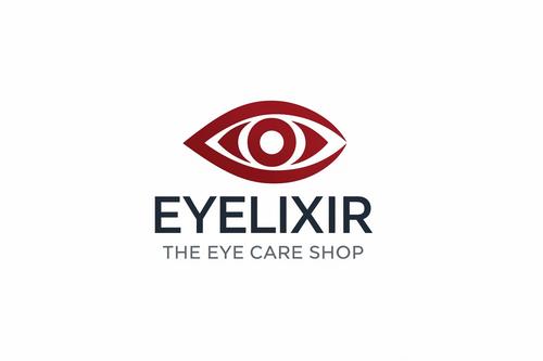 Logo of EYELIXIR, a eye care shop, on a white background
